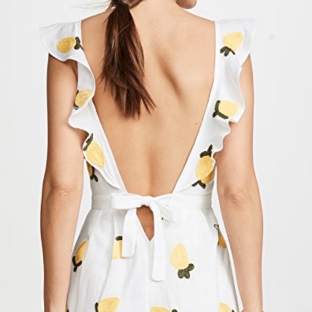 Anthropologie Red Carter Allison Lemon Embroidered Linen Jumpsuit - Picture 8 of 16